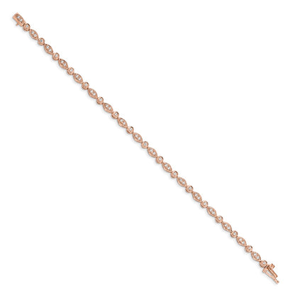 14k Rose Gold Complete 3/4 carat Diamond Round and Oval Link 7 inch Bracelet