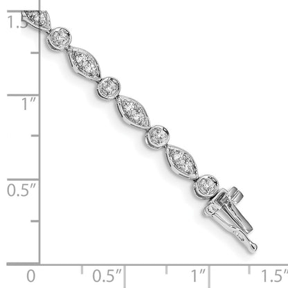 14k White Gold Complete 3/4 carat Diamond Round and Oval Link 7 inch Bracelet - View 3