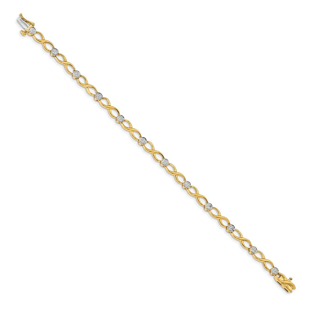 14k Complete 1/8 carat Diamond Infinity Link 7 inch Bracelet - View 2