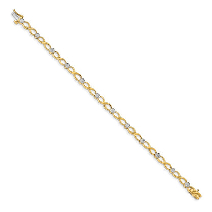 14k Complete 1/8 carat Diamond Infinity Link 7 inch Bracelet - View 2