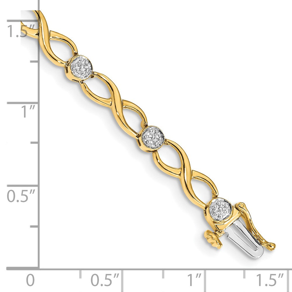 14k Complete 1/8 carat Diamond Infinity Link 7 inch Bracelet - View 3