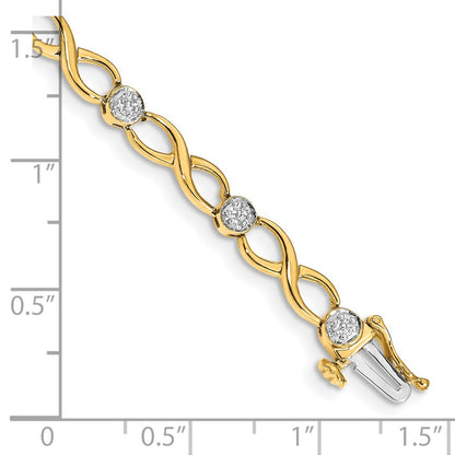 14k Complete 1/8 carat Diamond Infinity Link 7 inch Bracelet - View 3