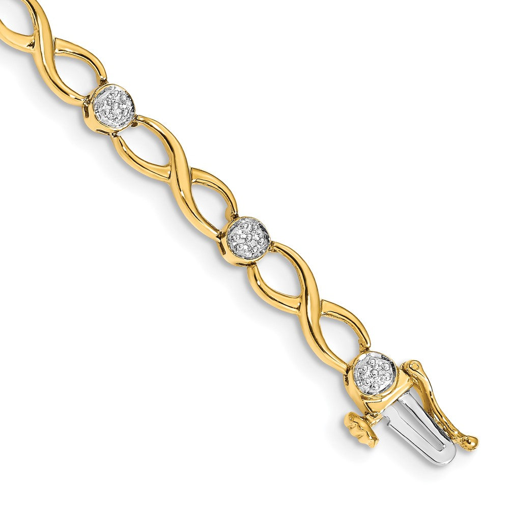 14k Complete 1/8 carat Diamond Infinity Link 7 inch Bracelet - View 1