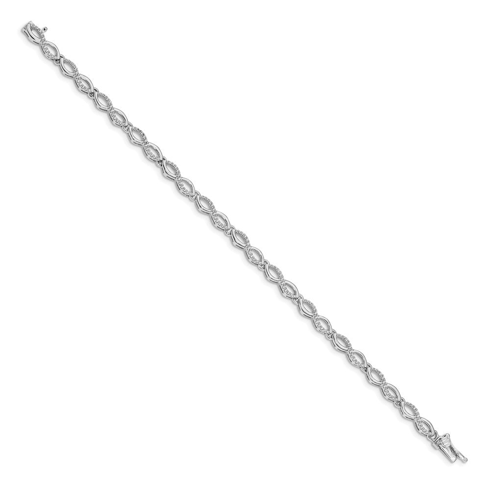 14k White Gold Complete 1/2 carat Diamond Infinity Link 7 inch Bracelet - View 2