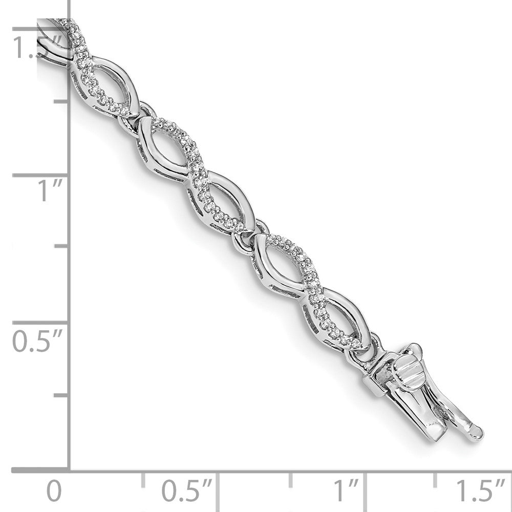 14k White Gold Complete 1/2 carat Diamond Infinity Link 7 inch Bracelet - View 3