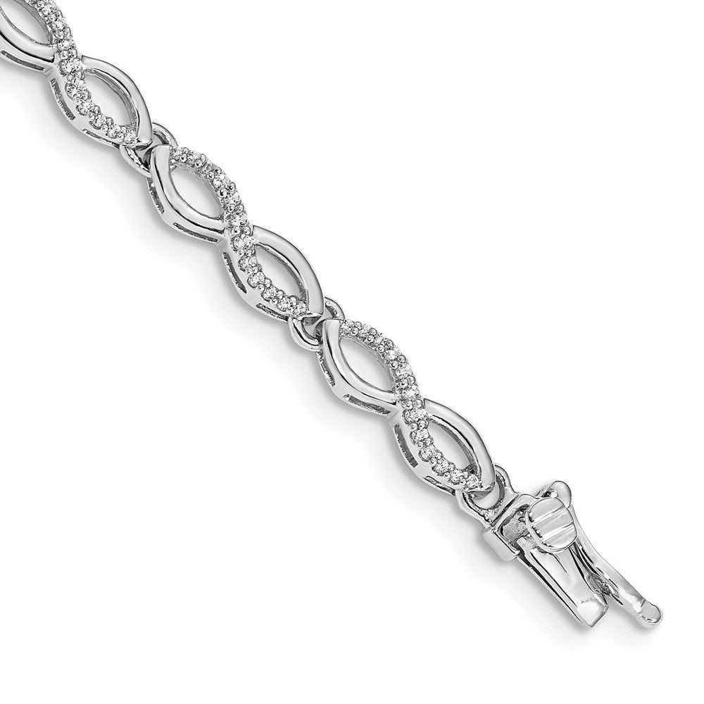 14k White Gold Complete 1/2 carat Diamond Infinity Link 7 inch Bracelet - View 1