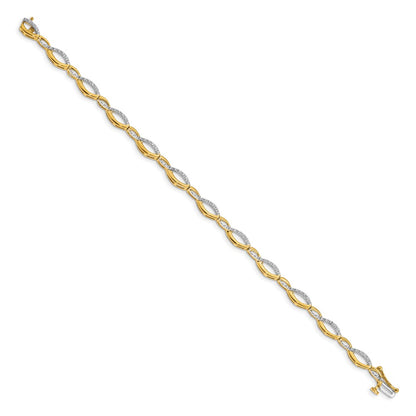 14k Complete 1/4 carat Diamond Fancy Link 7 inch Bracelet - View 2