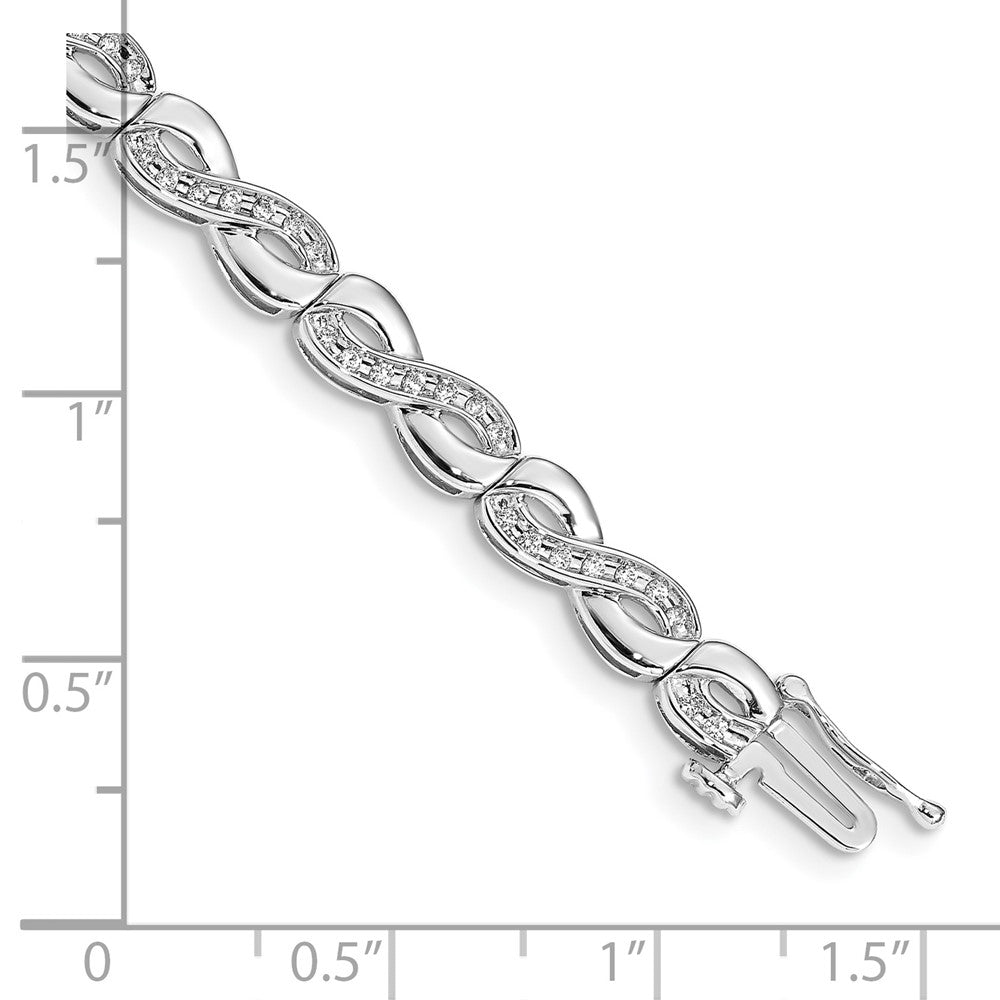 14k White Gold Complete 1/2 carat Diamond Infinity Link 7.5 inch Bracelet - View 3