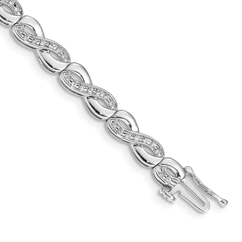 14k White Gold Complete 1/2 carat Diamond Infinity Link 7.5 inch Bracelet - View 1