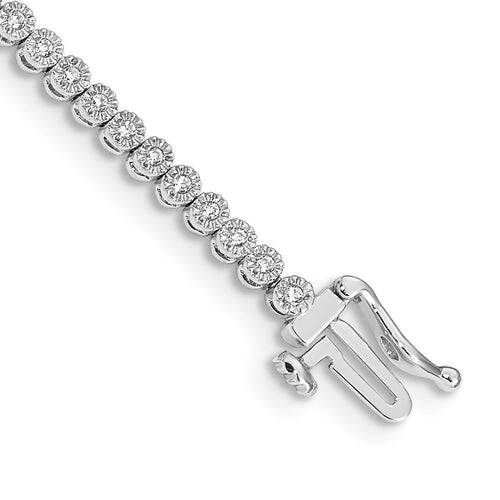 14k White Gold Complete 1/2 carat Diamond Illusion Setting 7 inch Tennis Bracelet