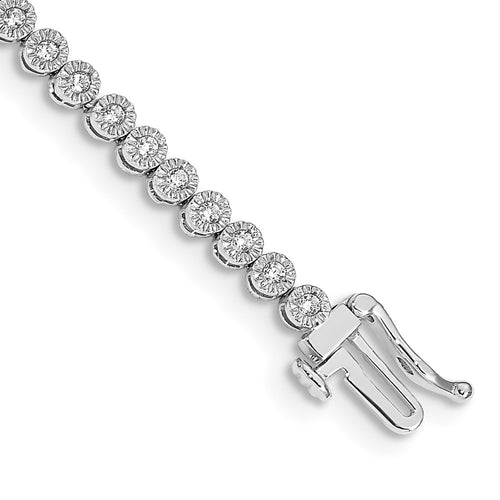 14k White Gold Complete 1 carat Diamond Illusion Setting 7 inch Tennis Bracelet