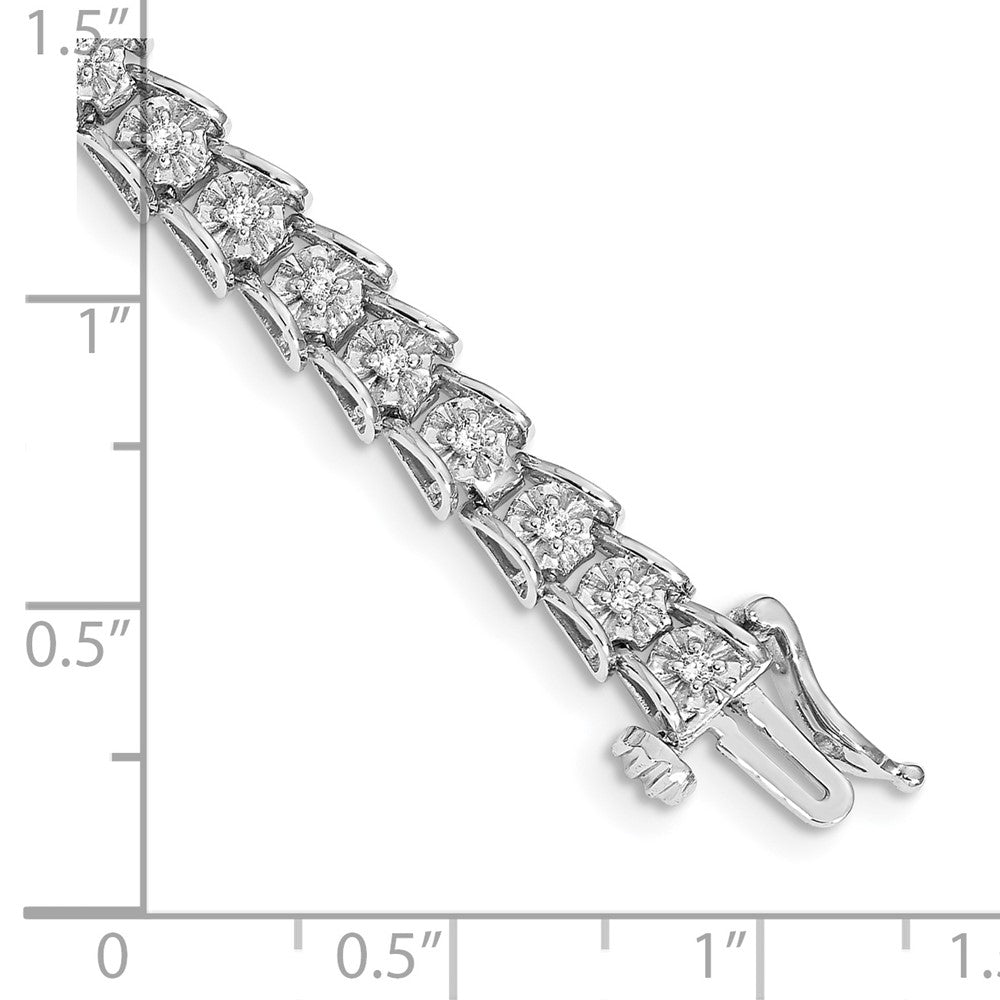 14k White Gold Complete 5/8 carat Diamond Illusion Setting 7 inch Tennis Bracelet - View 3