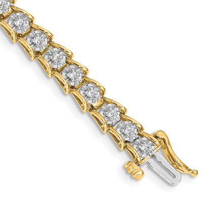 14k Complete 5/8 carat Diamond Illusion Setting 7 inch Tennis Bracelet - View 1