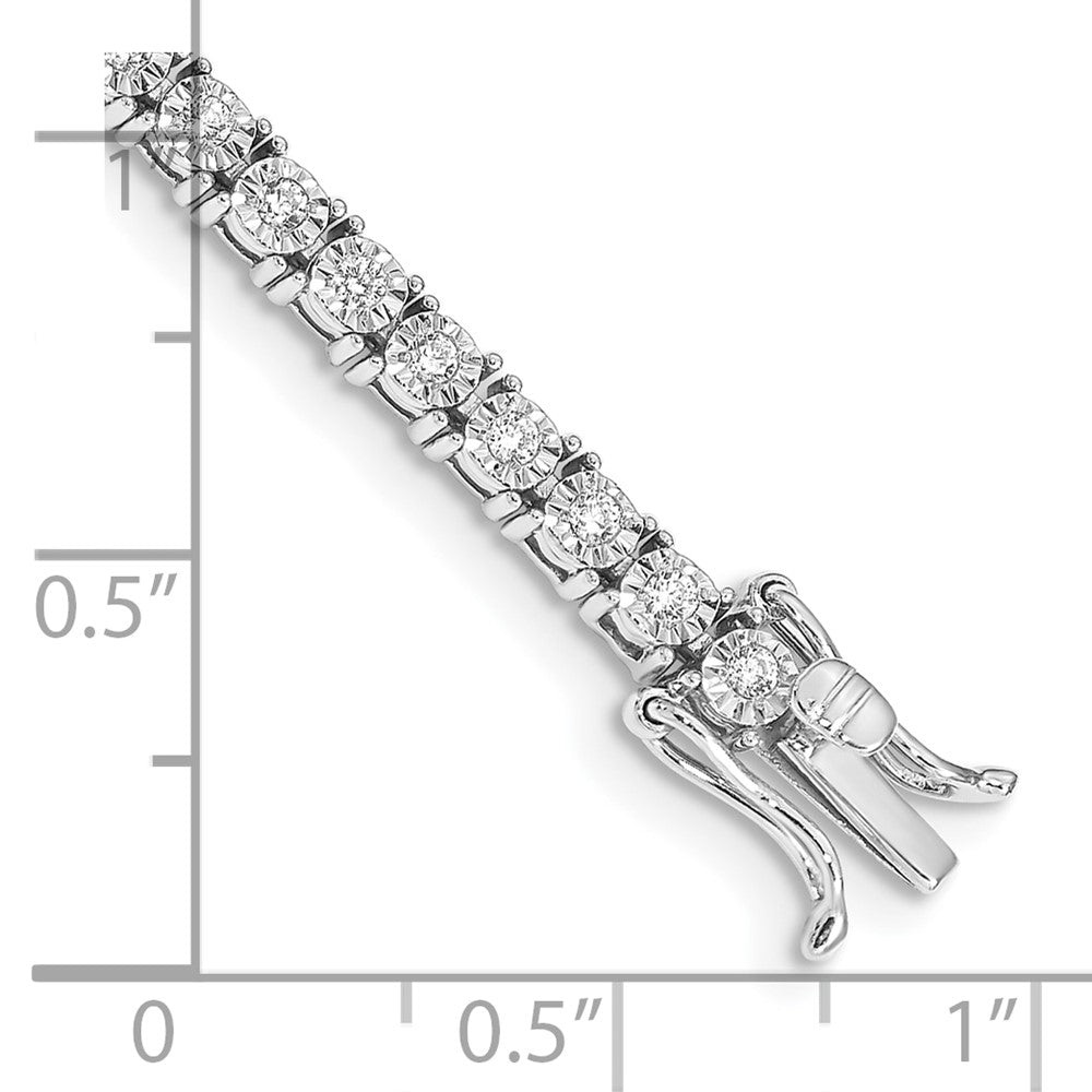 14k White Gold Complete 1 carat Diamond Illusion Setting 7 inch Tennis Bracelet - View 4
