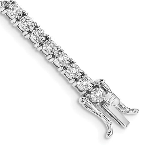 14k White Gold Complete 1 carat Diamond Illusion Setting 7 inch Tennis Bracelet