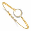 14k Polished Moon and Star Complete 1/8 carat Diamond Half-Bangle 7 inch Bracelet with 0.5 inch Extender