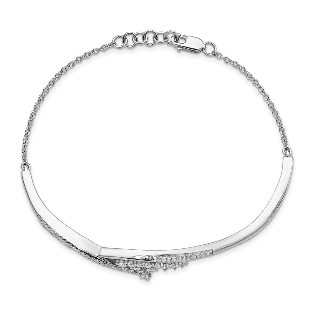 14k White Gold Fancy Florina Complete 1/2 carat Diamond Half-Bangle 7 inch Bracelet with 0.5 inch Extender - View 2
