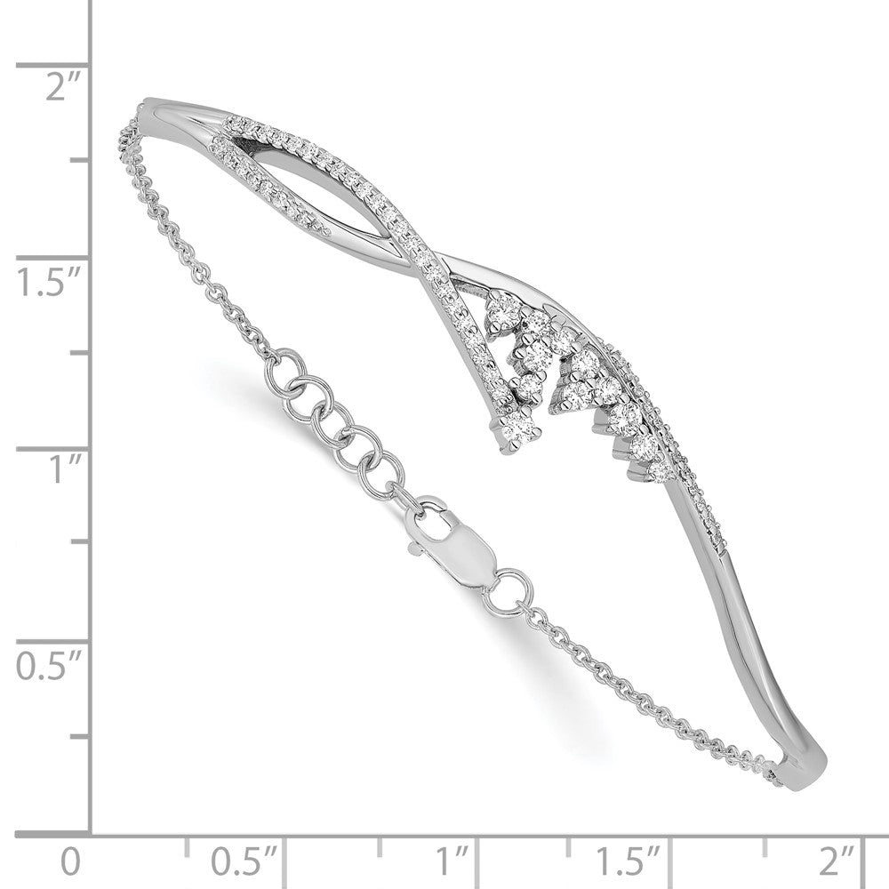 14k White Gold Fancy Florina Complete 1/2 carat Diamond Half-Bangle 7 inch Bracelet with 0.5 inch Extender - View 3