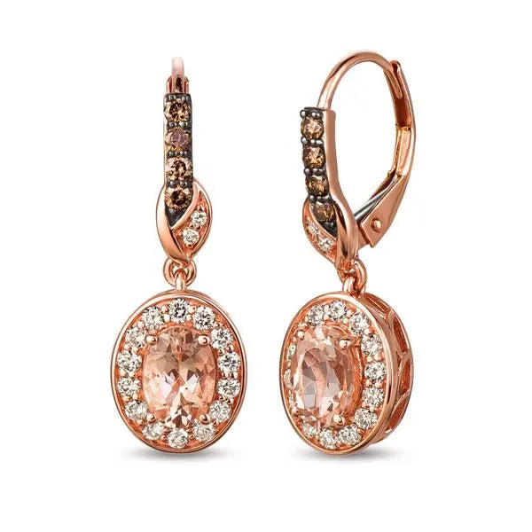 Le Vian Earrings featuring Chocolate Diamonds, Morganite, Nude Diamonds. These earrings offer total weight 0.20 ctw.
