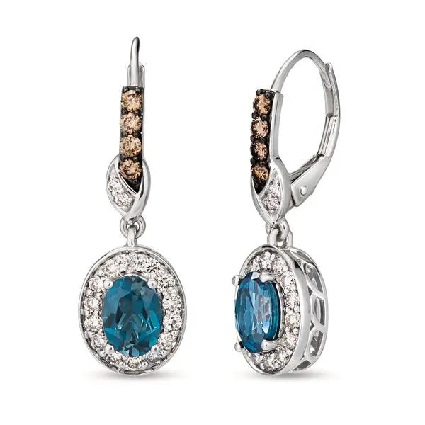 Le Vian Earrings featuring Blue Topaz, Chocolate Diamonds, Nude Diamonds. These earrings offer total weight 1.62 ctw.