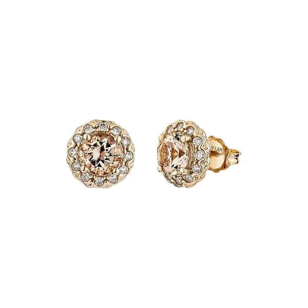 Le Vian Earrings with Radiant Diamonds, Morganite. These earrings offer total weight 1.12 ctw.