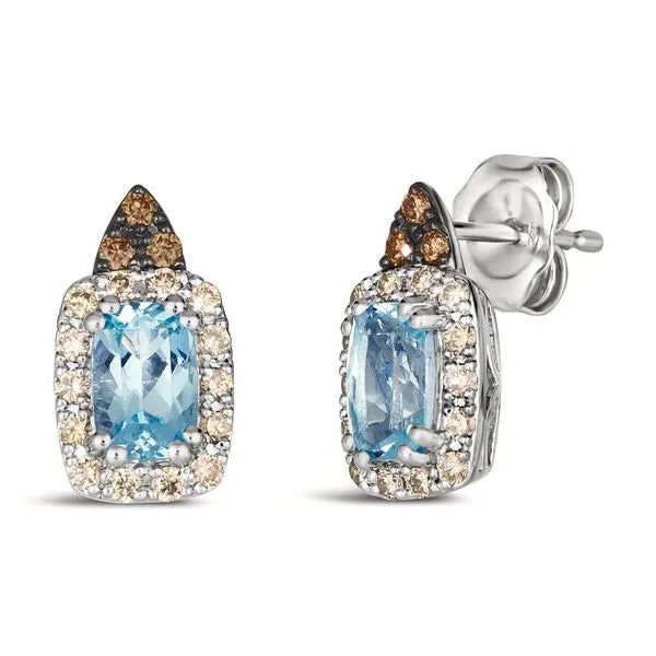 Le Vian Earrings featuring Aquamarine, Chocolate Diamonds, Nude Diamonds. These earrings offer total weight 0.88 ctw.