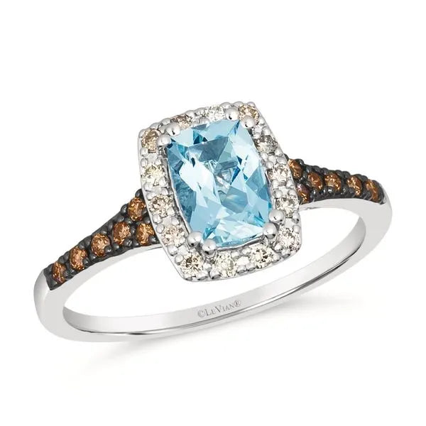 Le Vian Necklace in White Gold featuring Aquamarine, Chocolate Diamonds, Nude Diamonds.