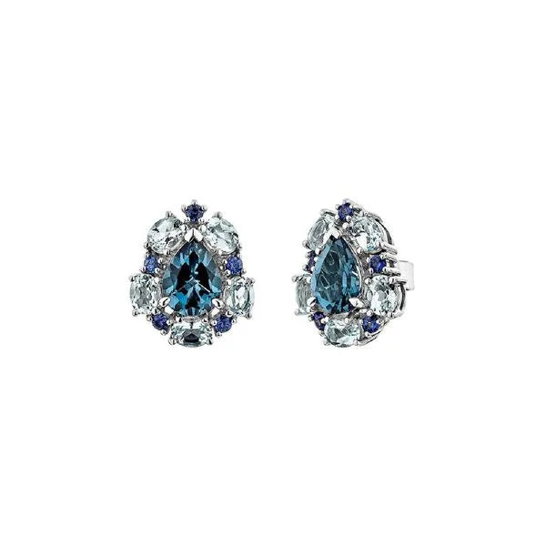 Le Vian Earrings with Radiant Blue Topaz, Sapphire. These earrings offer total weight 2.20 ctw.
