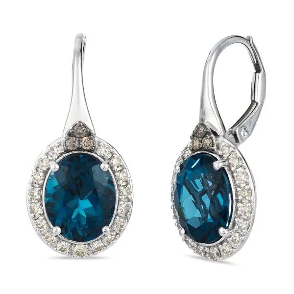 Le Vian Earrings featuring Blue Topaz, Chocolate Diamonds, Nude Diamonds. These earrings offer total weight 5.38 ctw.
