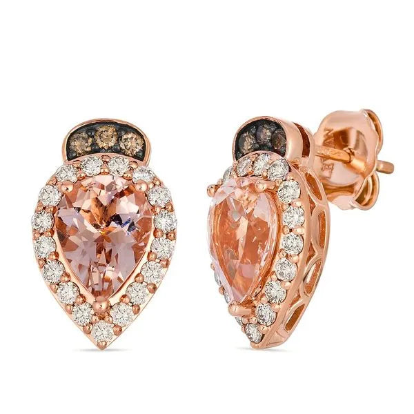 Le Vian Earrings with Radiant Chocolate Diamonds, Morganite, Nude Diamonds. These earrings offer total weight 1.50 ctw.