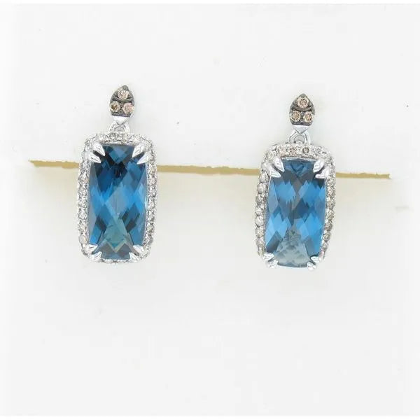 Le Vian Earrings featuring Blue Topaz, Chocolate Diamonds, Nude Diamonds. These earrings offer total weight 5.00 ctw.