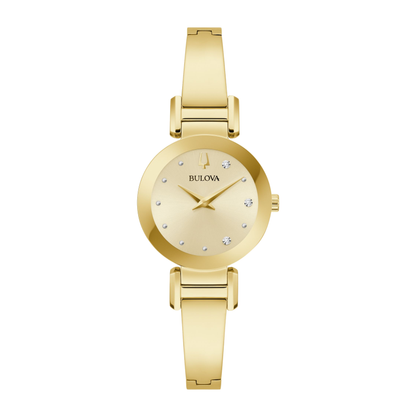 Bulova Marc Anthony Modern Gold Stainless Steel Champagne Dial Watch 26mm