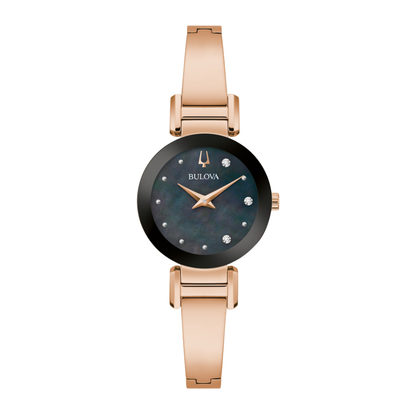 Bulova Marc Anthony Modern Rose Gold-Tone Stainless Steel Black Dial Watch 26mm