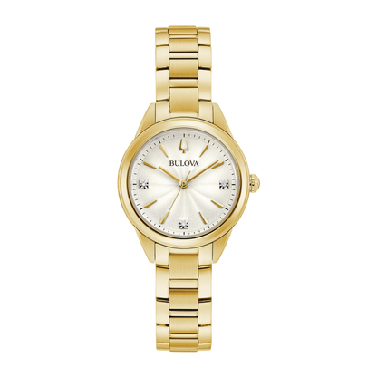 Bulova Classic Sutton Gold Stainless Steel Silver Dial Watch 28 mm