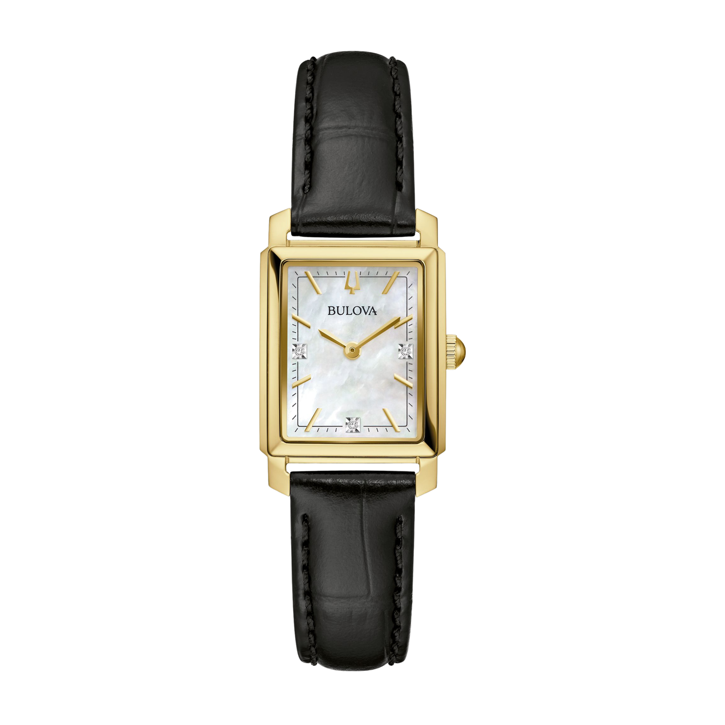 Bulova Sutton Black Leather Strap White Dial Watch 21mm