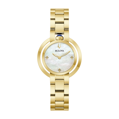 Bulova Rubaiyat Gold Stainless Steel White Dial Watch 30.5 mm