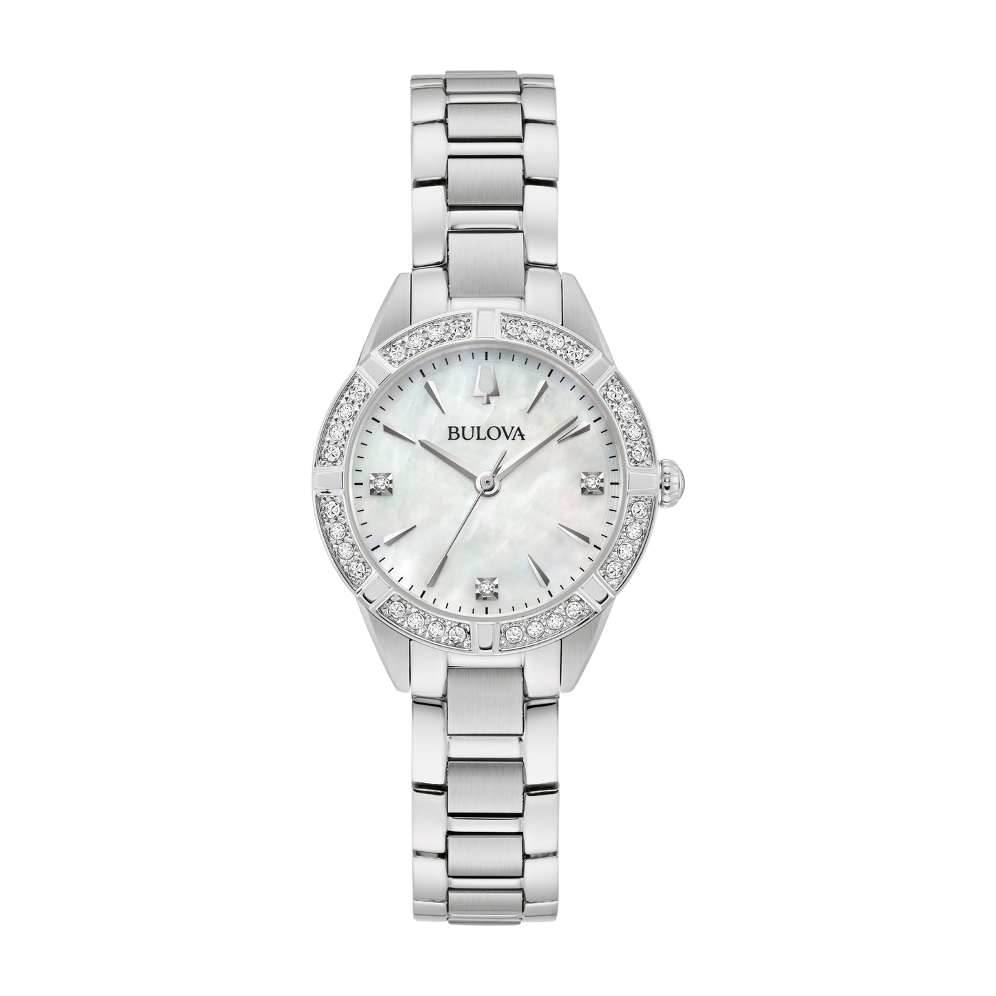 Bulova Classic Sutton Diamonds Silver Stainless Steel White Dial Watch 28mm
