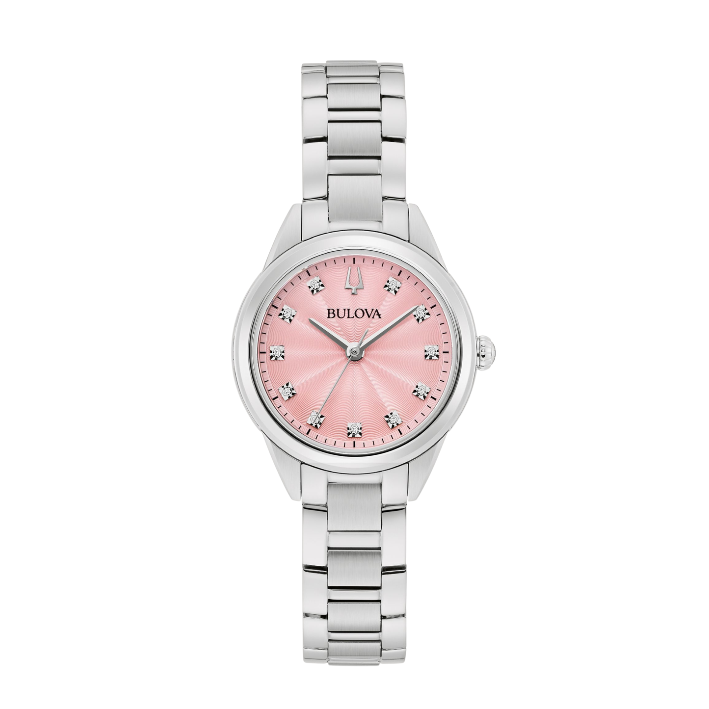 Bulova Classic Sutton Silver Stainless Steel Pink Dial Watch 28 mm