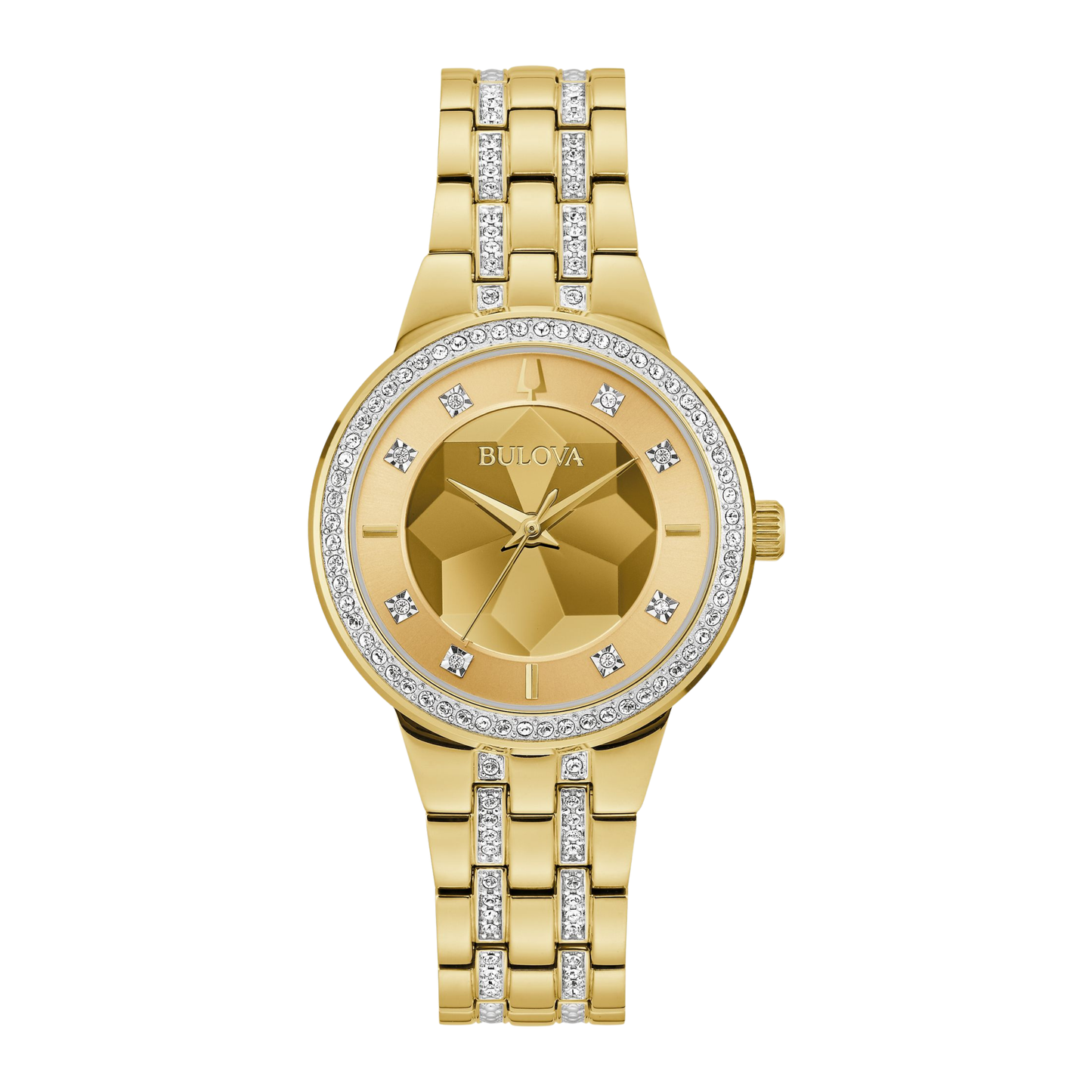 Bulova Crystal Phantom Gold Stainless Steel Gold Dial Watch 32.5 mm