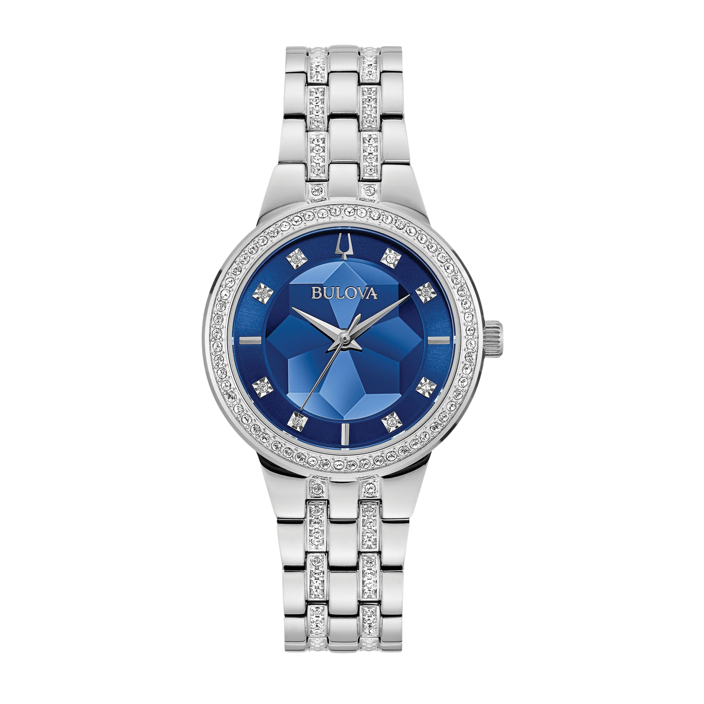 Bulova Crystal Phantom Silver Stainless Steel Blue Dial Watch 32.5 mm