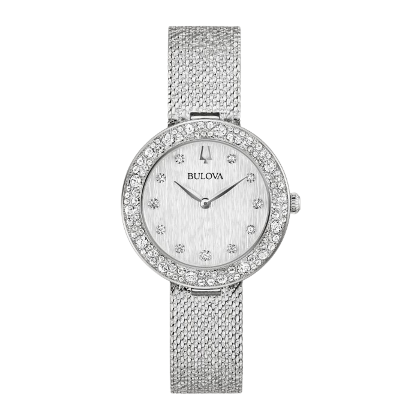 Bulova Crystal Silver Stainless Steel Silver Dial Watch 32 mm