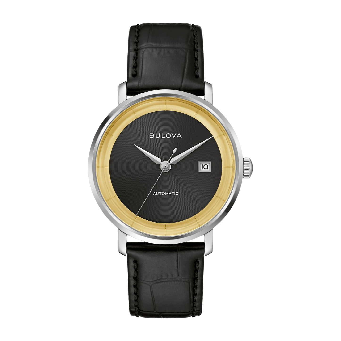 Bulova Frank Sinatra Rat Pack Leather Strap Black Dial Automatic Watch 40 mm