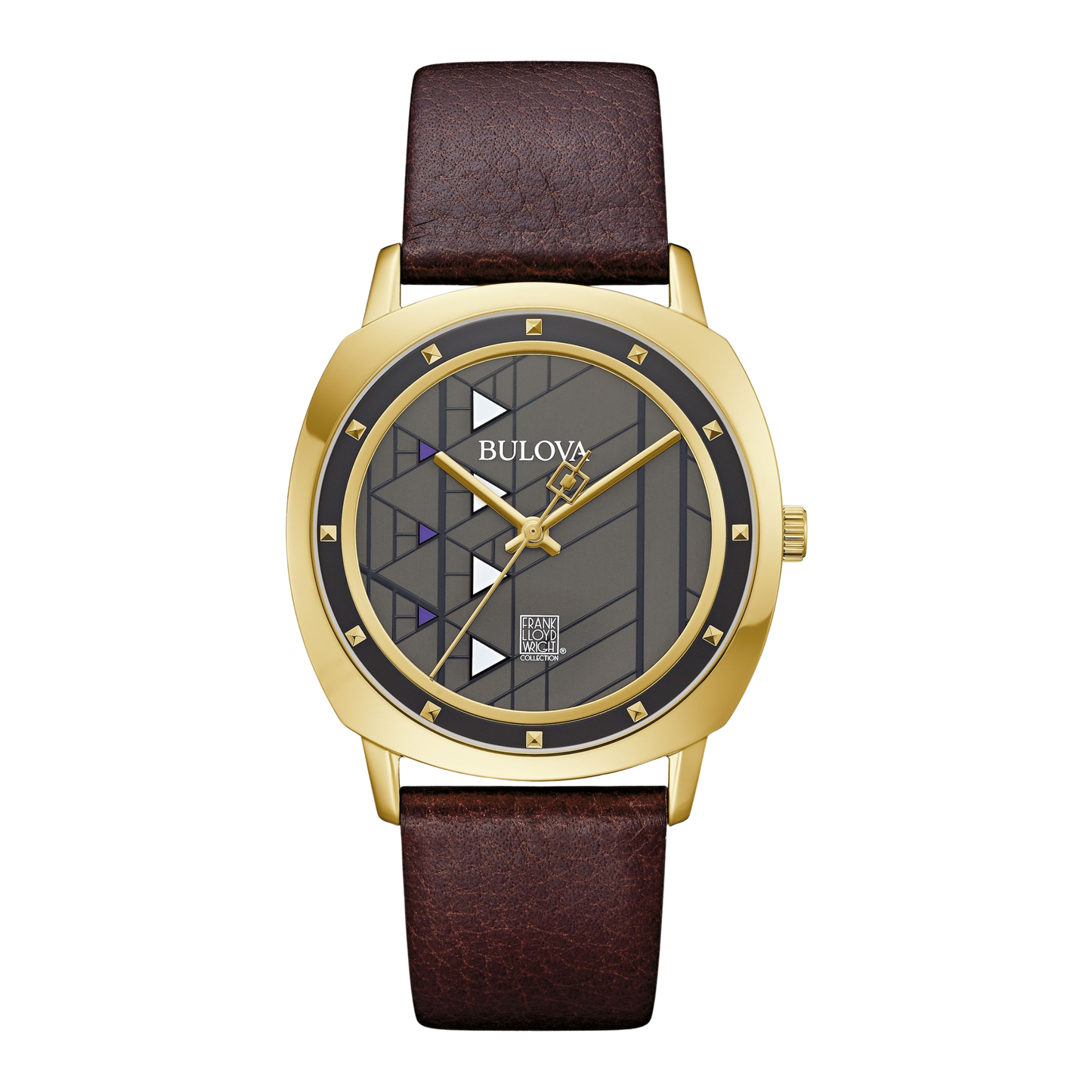 Bulova Hollyhock House Watch, Brown Leather, Grey Dial, 39 mm
