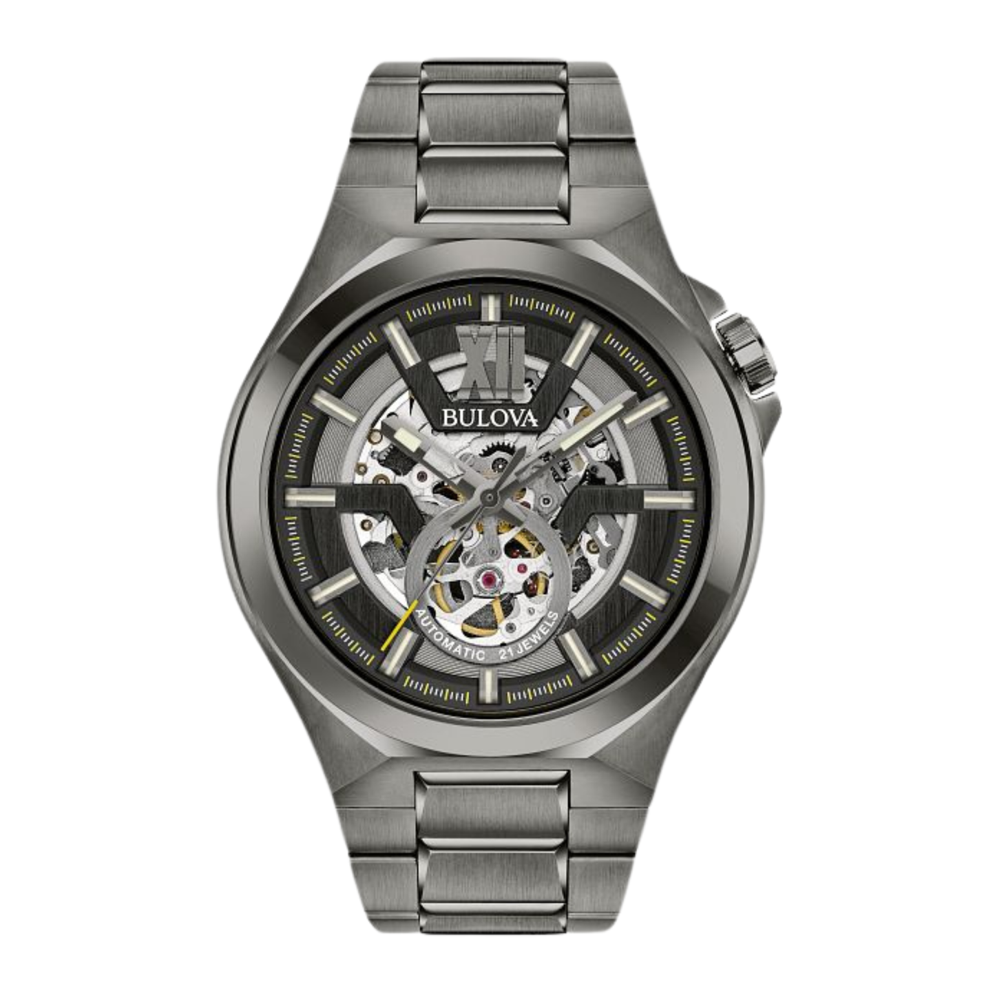 Bulova Maquina Automatic Watch, Gray Stainless Steel, Black Dial, 46 mm