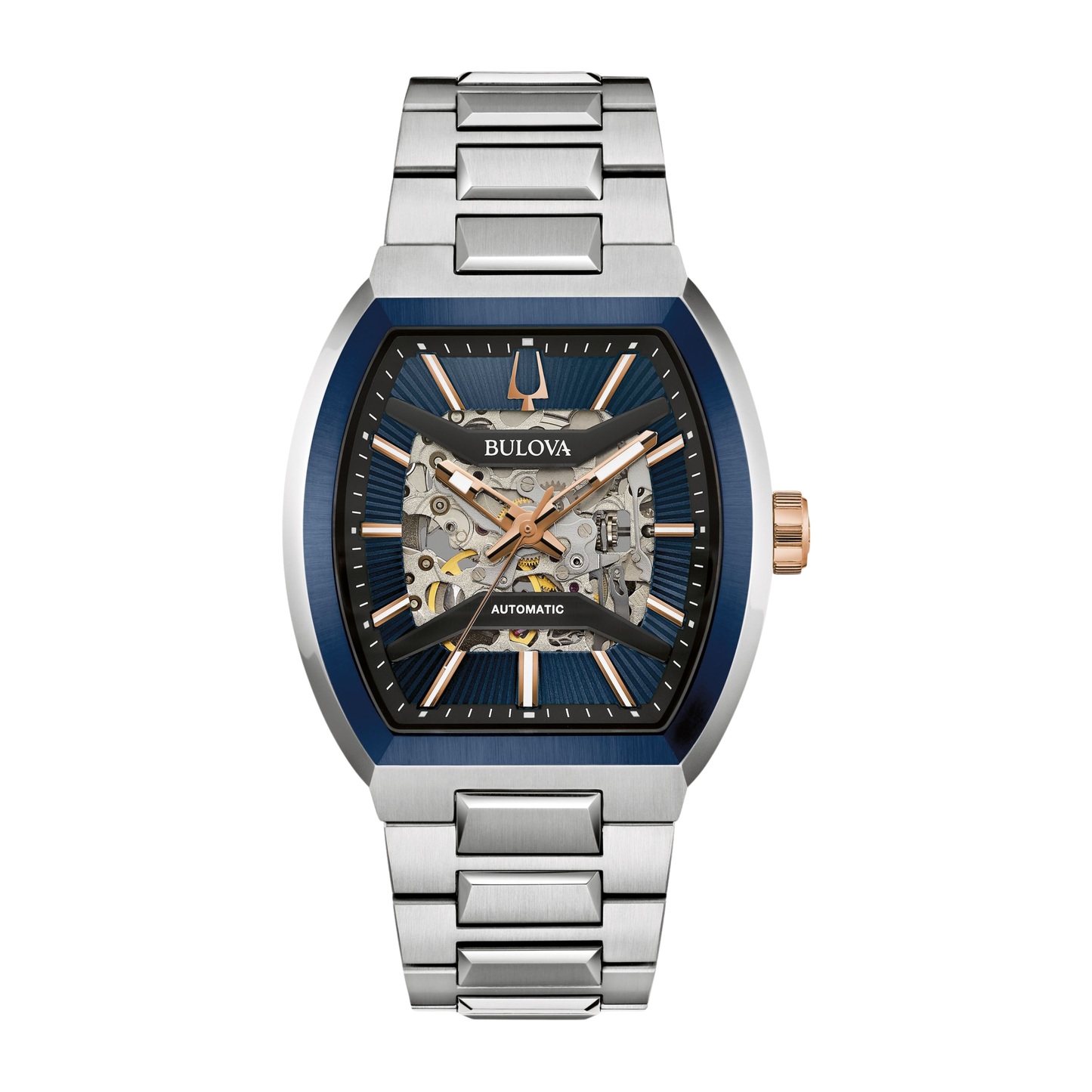 Bulova Maquina Skeleton Stainless Steel Blue Dial Automatic Watch 40 mm