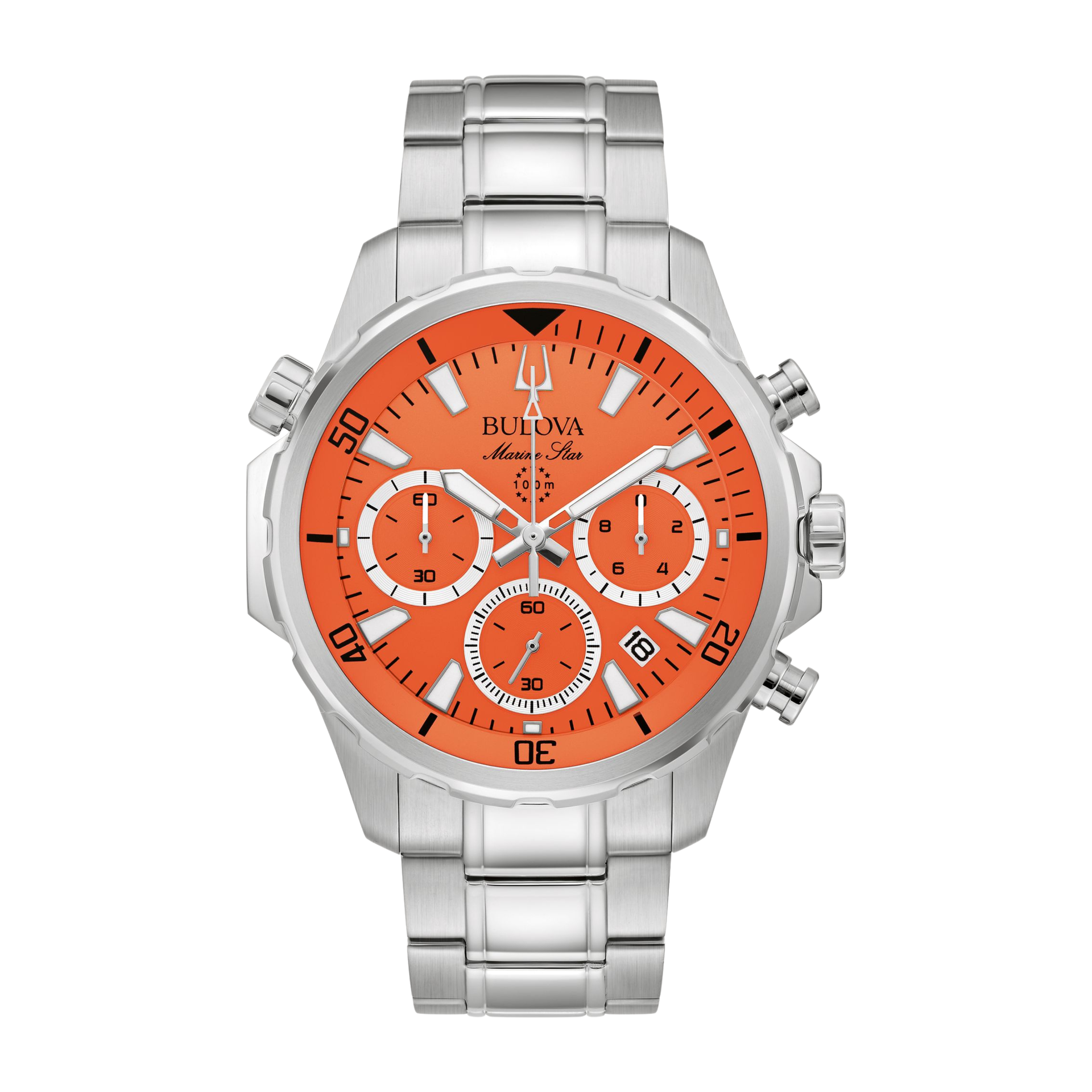 Bulova 96B395 43 mm Orange Dial Stainless-Steel Bracelet