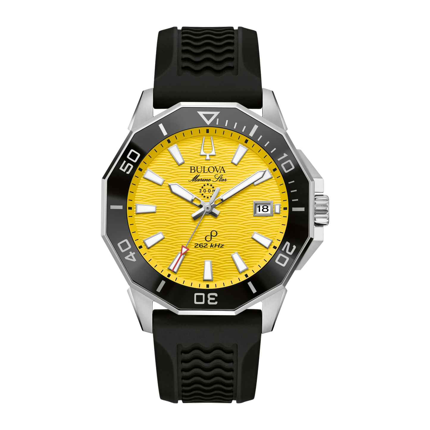Bulova Marine Star Silicon Strap Yellow Dial Watch 43 mm