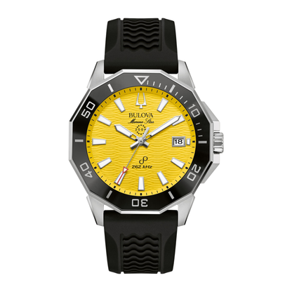 Bulova Marine Star Silicon Strap Yellow Dial Watch 43 mm