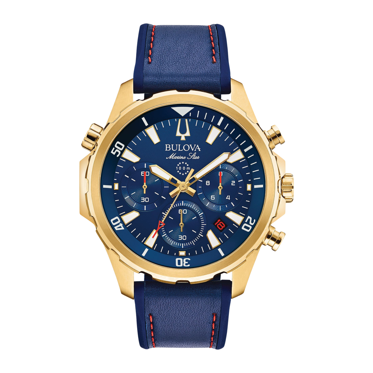 Bulova Marine Star Watch, Stainless Steel, Blue Dial, 43 mm