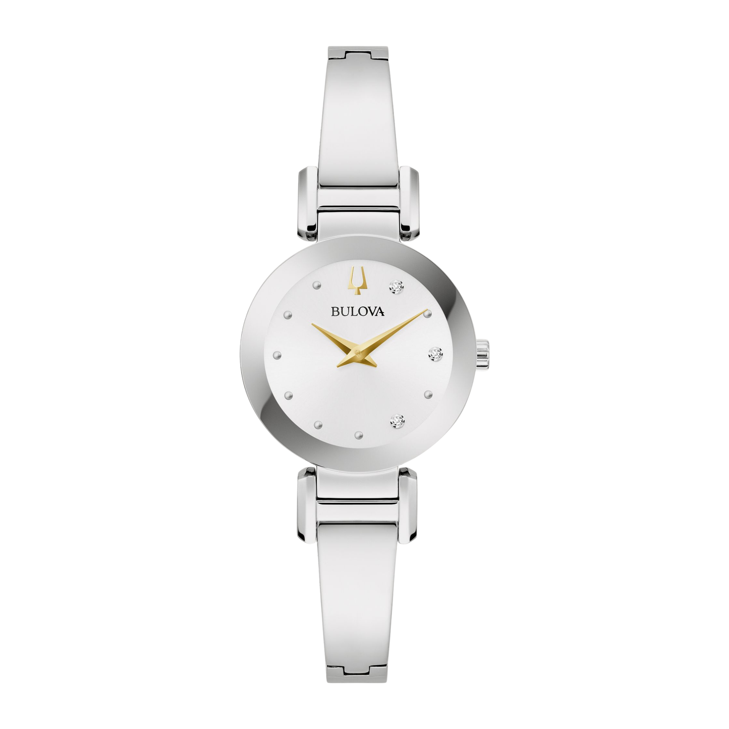 Bulova Modern Marc Anthony Stainless Steel Bangle Silver Dial Watch 26 mm